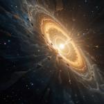 Гигантская молодая звезда поглощает газ со скоростью две массы Юпитера в год
