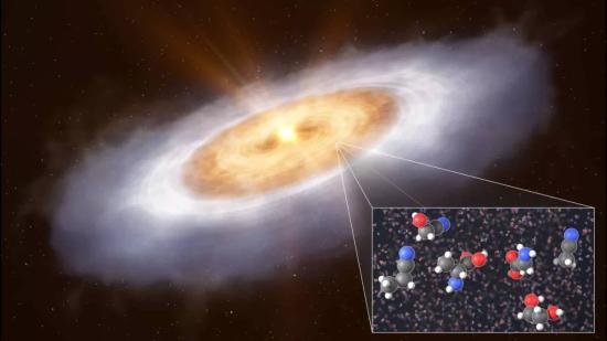 Протопланетный диск вокруг светила V883 Orionis в представлении художника.
