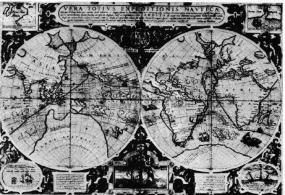 Карта мира, составленная в Англии в 1595 году, по материалам плавания Ф. Дрейка