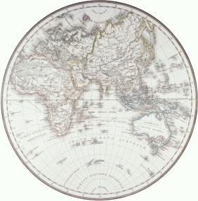 Карта 1860 года. Восточное полушарие