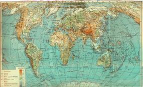 Физическая карта мира середины 20 века