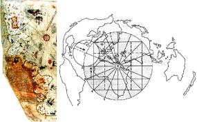 Современная карта мира ввычерченная в той же проекции, что и проекция карты Пири Рейса